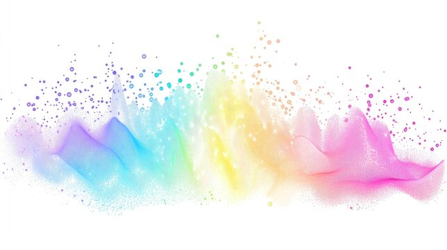 an abstract scatter plot clipart, statistical analysis element, artistic style, rainbow gradient, isolated on white background