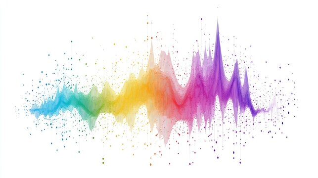 an abstract scatter plot clipart, statistical analysis element, artistic style, rainbow gradient, isolated on white background