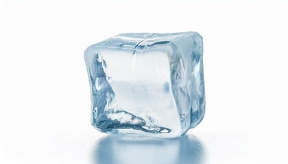Fototapeta premium One crystal clear ice cube isolated on white 
