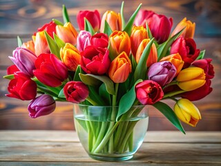 Obraz premium Vibrant Spring Bouquet: Roses and Tulips in a Vase