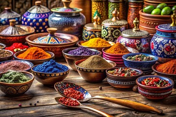 Fototapeta premium Vibrant Turkish Kitchenware at Istanbul's Spice Bazaar - Colorful Pots, Pans & Utensils