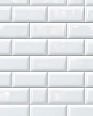 Seamless Pattern of White Glossy Rectangular Tiles