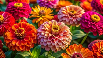 Vibrant Zinnia Close-up: Aerial Drone Photography of Colorful Summer Flowers