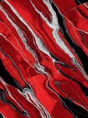 Obraz premium Abstract Red and Black Marble Background with White Veins and Diagonal Pattern for Modern Design