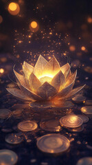 Golden Lotus of Abundance Wallpaper
