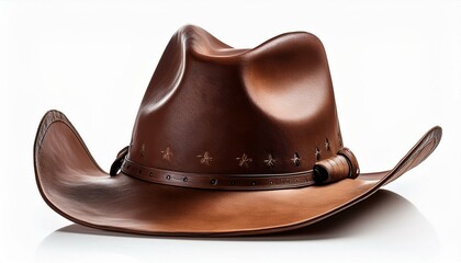 A brown cowboy hat isolated on a white background 