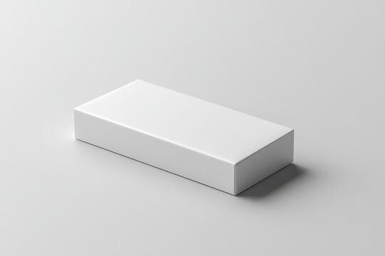 Blank white rectangular box mockup on grey background