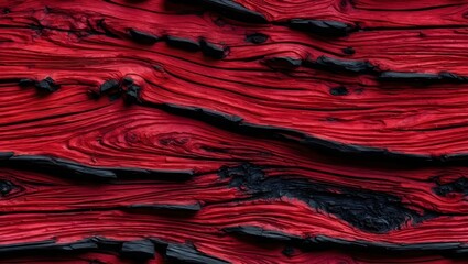 Obraz premium Dynamic Red and Black Wood Texture with Fluid, Swirling Patterns