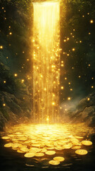 Golden Waterfall of Wealth Wallpaper
