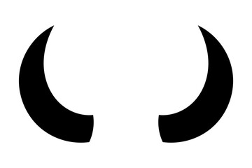 Black silhouette of devil horn. Demon horn symbol. Vector illustration isolated on white background.