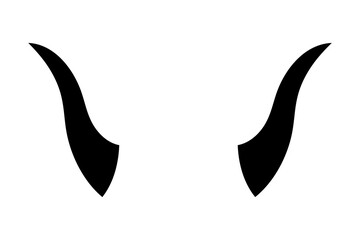 Black silhouette of devil horn. Demon horn symbol. Vector illustration isolated on white background.