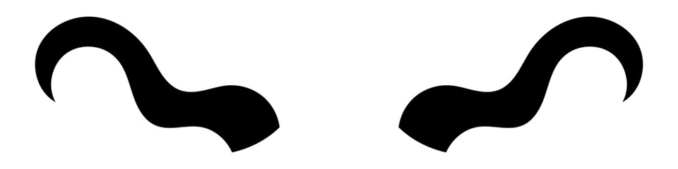 Black silhouette of devil horn. Demon horn symbol. Vector illustration isolated on white background.