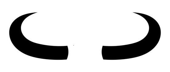 Black silhouette of devil horn. Demon horn symbol. Vector illustration isolated on white background.