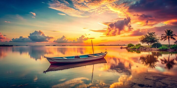 Vintage Laguna de la Restinga: Venezuelan Lagoon Sunset, Retro Photo