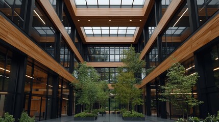 Obraz premium Serene Courtyard with Tree