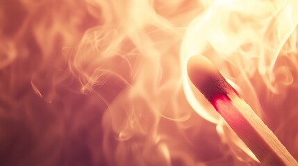A lit match surrounded by swirling smoke, symbolizing ignition and fire.