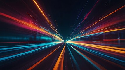 Abstract City Night Lightspeed Streaks