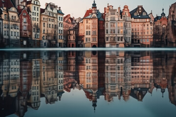 Fototapeta premium City with a large body of water in the background
