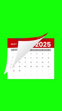 2025 Calendar Animation with page flying off for Vertical Displays 