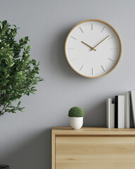 Minimalist White Wall Clock on Blank Wall