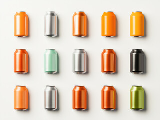  Standalone Images of Aluminum Cans Featuring a Clean White Background