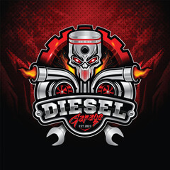 Diesel maintenance and garage services logo design template. Perfect logo for auto repair and maintenance businesses.