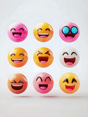 3d emoji set isolated in white background