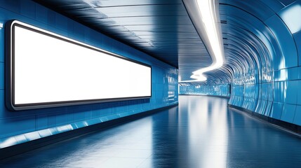 Modern Subway Station with Blank Advertisement Billboard