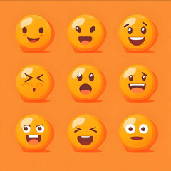 Fototapeta premium emoji in orange colors and flat design style