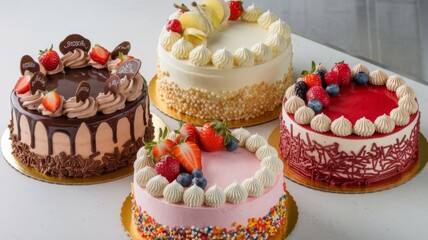 Assorted Sweet and Tasty Cake Collection on white background