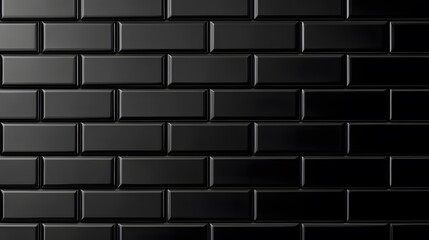 Glossy Black Rectangular Tile Wall