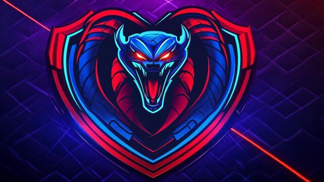 Colorful and dynamic snake logo design featuring a fierce serpent in a protective shield shape