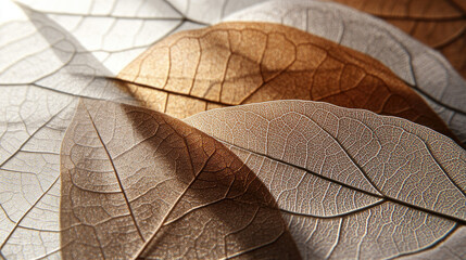 Obraz premium Delicate Transparency of Dried Leaves in Warm Natural Tones
