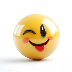 3d winking emoji on white background
