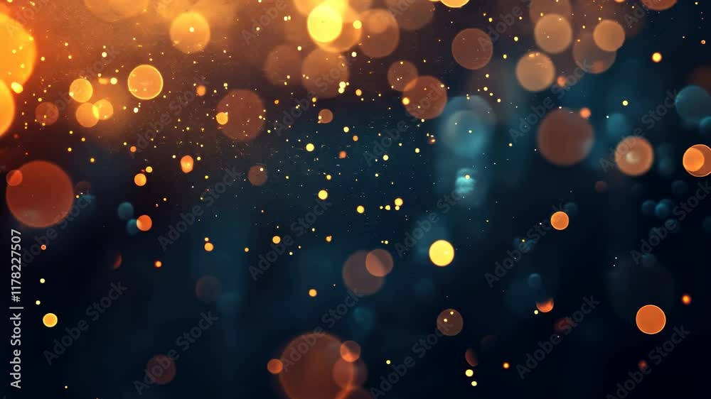 Poster floating abstract particle bokeh with glowing lights on dark background creating a mesmerizing visua