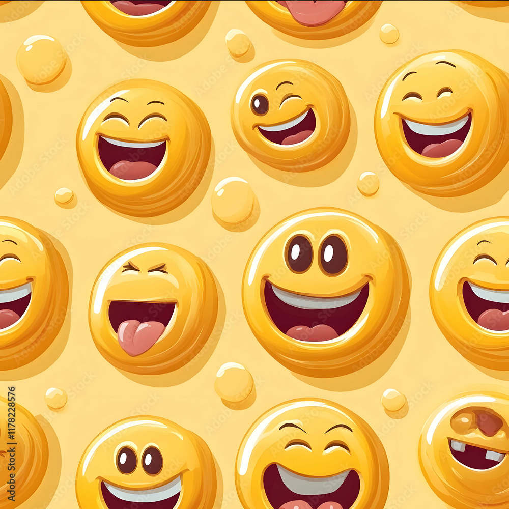 Wall mural seamless pattern lauging emojis pattern detailed and intricate patterns