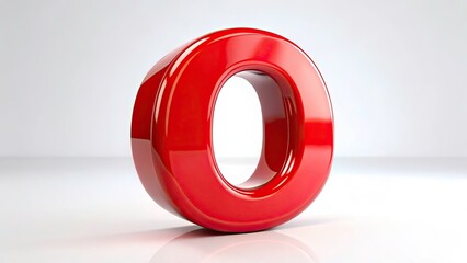 3D Red Glossy O Letter Food Photography, High-Resolution Food Image, Vibrant Red O,  White Background