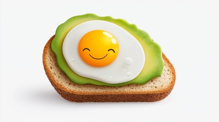 Cute and Playful Avocado Toast with a Smiley Face Design on a Slice of Bread