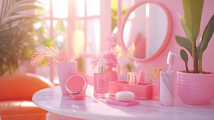 Pink Aesthetic Product Still Life Illustration