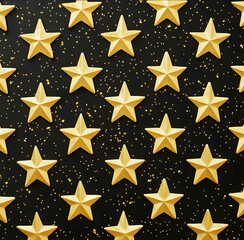 A pattern of golden stars falling on a black background glittering and sparkling creating an elegant and festive atmosphere for the New Year celebration The design is