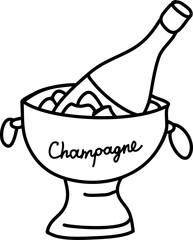 Champagne Bottle In Ice Box Sketch