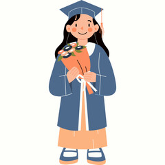 Graduate Cute Girl Illustration, Happy Graduation girl