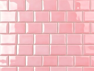 Light Pink Glossy Rectangular Tile Wall