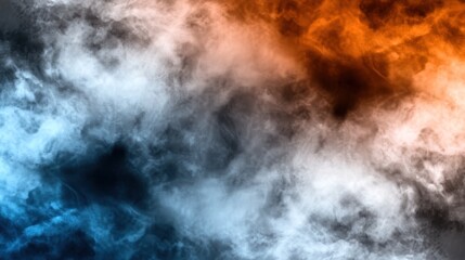 Obraz premium Abstract swirling clouds of color in blue, orange, and black.