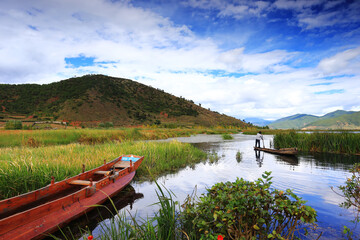 Scenery of Lugu Lake in Yunnan, China