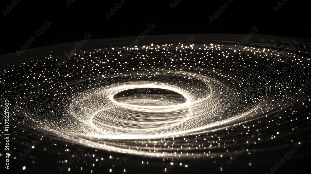 Aufkleber A captivating image of a superfluid vortex with spiraling light lines in a dark field, visually representing the fascinating concept of frictionless particle flow