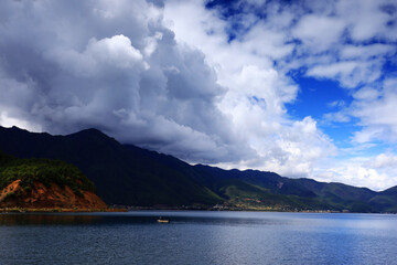 Scenery of Lugu Lake in Yunnan, China