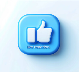 Obraz premium An icon of the thumbsup symbol within a blue speech bubble representing like or reaction on Facebook and Instagram social media icons The background is white with a su