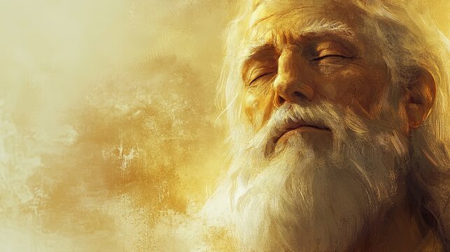 Daedalus, with a contemplative expression, embodies creativity and wisdom, illuminated by a soft golden light in muted earthy tones, evoking a serene atmosphere, copy space