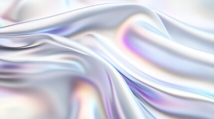 Obraz premium A close-up of flowing, iridescent fabric with soft textures.
